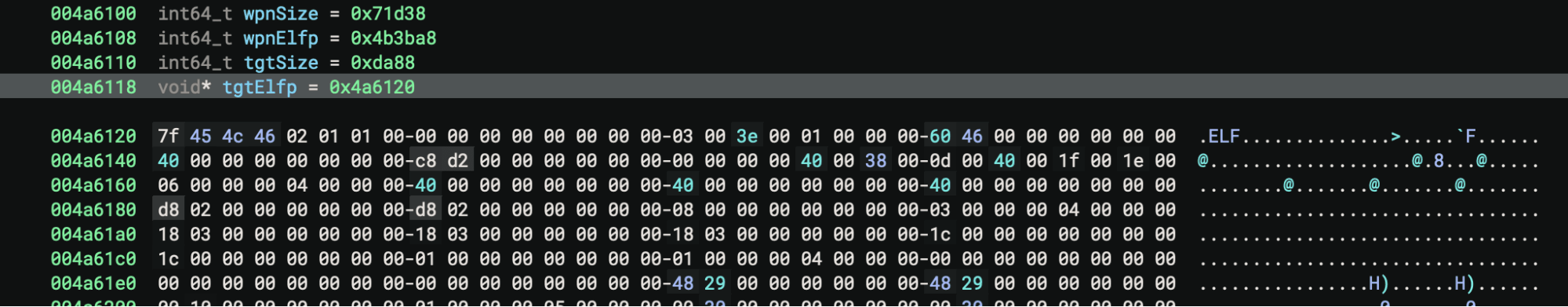 Figure 4 Embedded ELF binary